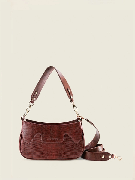 Garance 1960 Grenat - sac demi lune en cuir rouge pour femme | PAUL MARIUS
