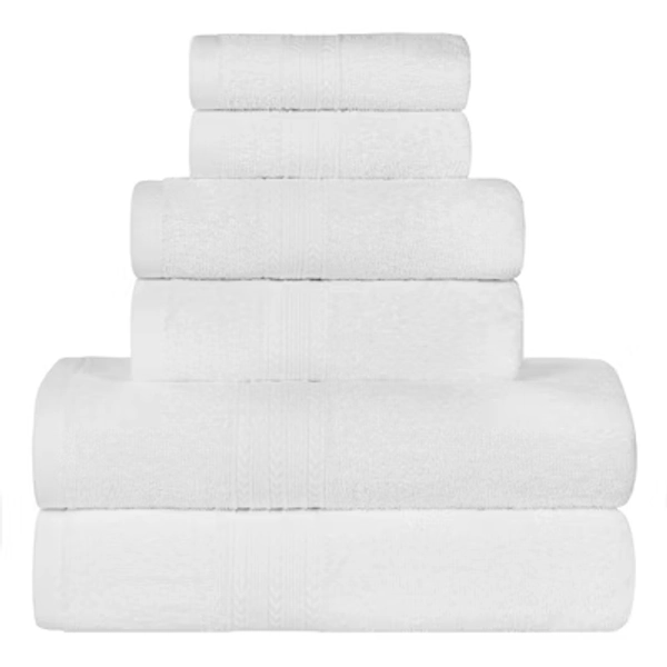 Cotton Bathroom Towel Set, Quick Dry, Lightweight, Eco-Friendly, White - Blue Nile Mills