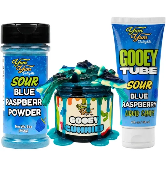Tiktok Viral Candy Bundle - Gooey Gummies Candy Powder Gooey Tubes Blue Raspberry