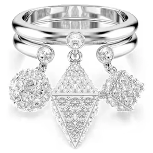 Bague Dextera, Parure (2), Sphère et cube, Blanche, Métal rhodié