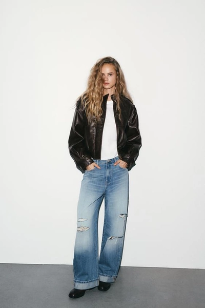 TRF BAGGY FOLDED RIPPED MID-RISE JEANS