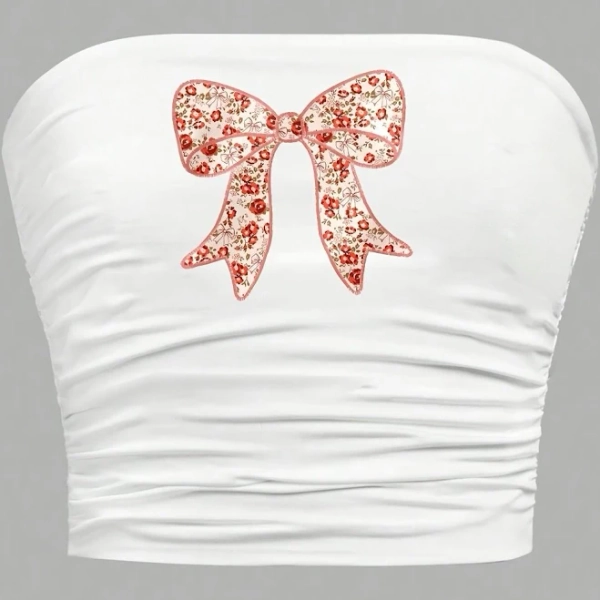 Girls Y2k Tube Top with Built-in Bra