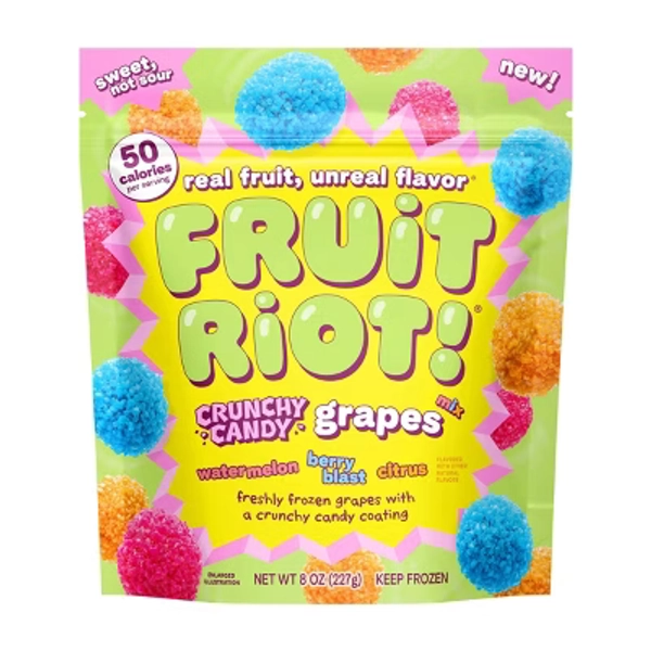 Fruit Riot Frozen Crunchy Candy Grapes Mix - 8oz