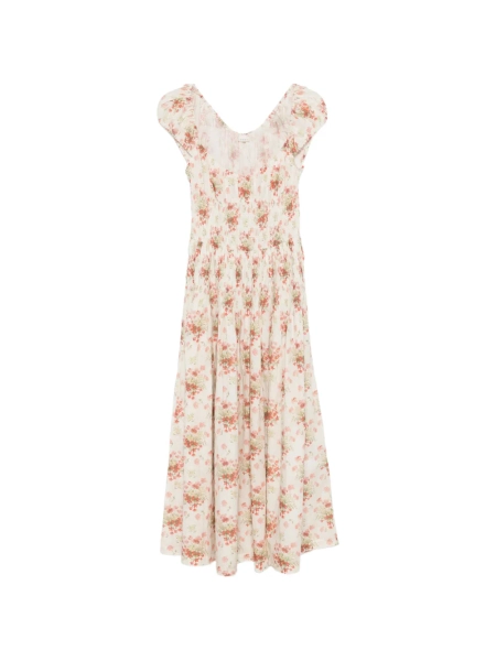 DÔEN robe mi-longue Quinette à imprimé floral à encolure carrée  | L