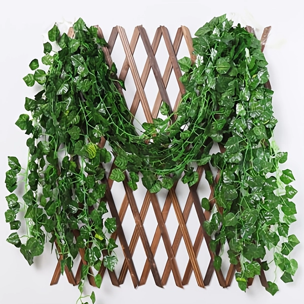 6pcs=432 Leaves, Realistic Outdoor/Indoor Green Ivy Leaf Wall Hangings Dense Green Leaves, Simulation Hanging Ornaments Ivy Plants - High-Quality Polyester Green Leaf Fake Vines, Suitable for Wedding Arches, Gardens, Patios, Porches, Parties