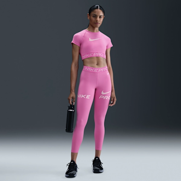 Nike Pro Women's Mid-Rise 7/8 Mesh-Panel Graphic Leggings