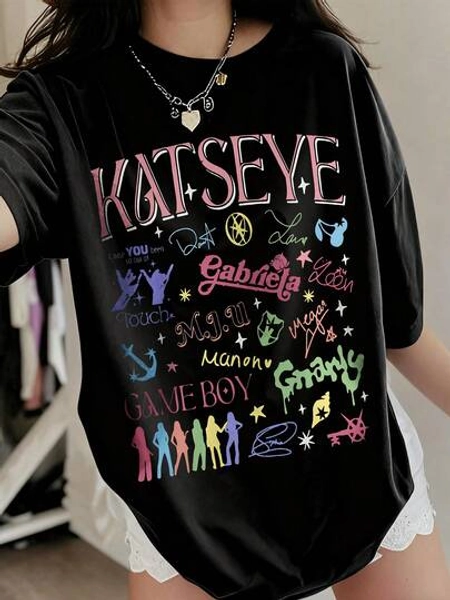 Katseye Music Shirt, Katseye K-Pop Graphic Tee, Katseye Beautiful Chaos Shirt - Comfortable Round Neck, Stretch Fit, Stylish & Versatile, Machine Washable, All-Season Outfit For Boys & Girls Ages 5-14, Perfect For Daily Wear, School Outfits, Family Gatherings, Birthday Parties - Ideal Gift For Fans & Kids - Size 11-12Y