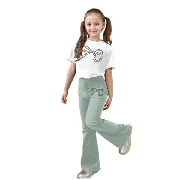 Girls Bow Print Flared Pants