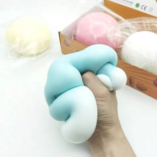 Giant Jumbo Fluffy Fruit Jelly Mochi Squishy Toy, Slow Rising Stress Relief Squeeze Toy,Mango Daifuku Squeezing