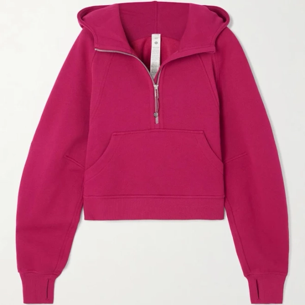 lululemon Scuba Cropped Cotton-blend Half-zip Hoodie - Women - Pink Coats and Jackets - M