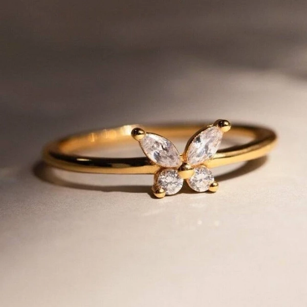 Caitlyn Minimalist Mariposa Butterfly Diamond Ring in 18K Gold
