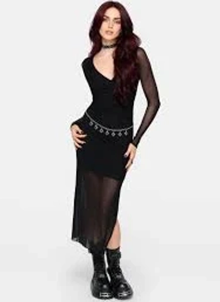Zillah Ruched Wrap Mesh Midi Dress