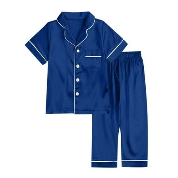 Girls' Silk Satin Short Sleeve Button-Down Pajama Set