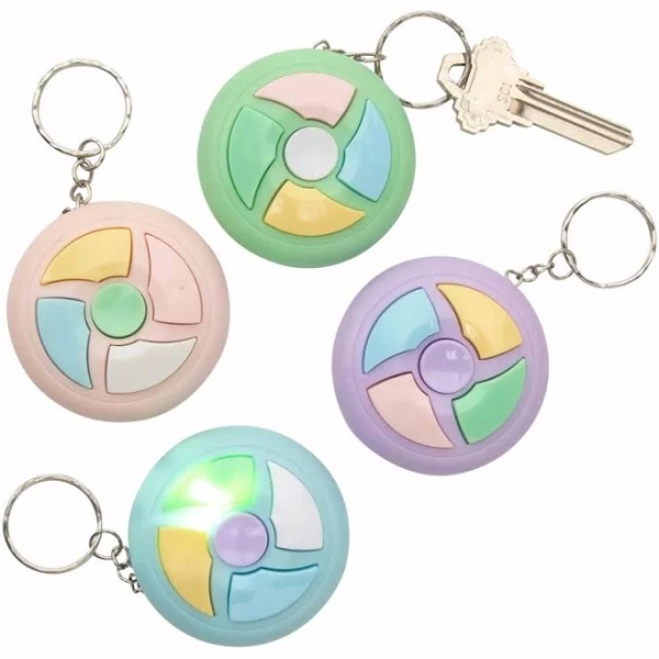 Fun Express 2 inch Light-Up Pastel Round Fidget Toy Keychains