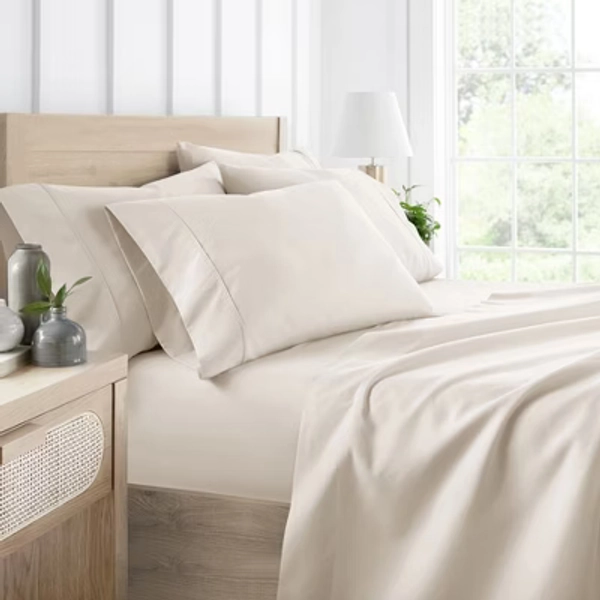 Solid 6 Piece Sheet Set - Ultra Soft, Deep Pocket - Becky Cameron (Extra Pillow Cases!), Ivory, King