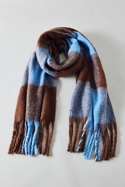 Plaid Woven Oversized Scarf in Blue, Women's at Urban Outfitters