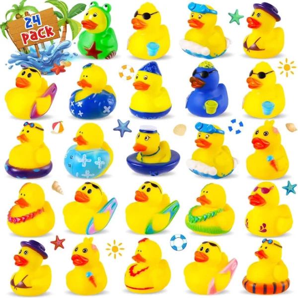 24 Pack Summer Rubber Ducks Jeep Ducks Assorted Beach Ducks Beach Ducks Duckies Games