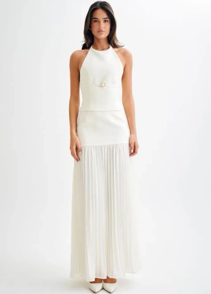 MESHKI Jillian Pleated Maxi Skirt