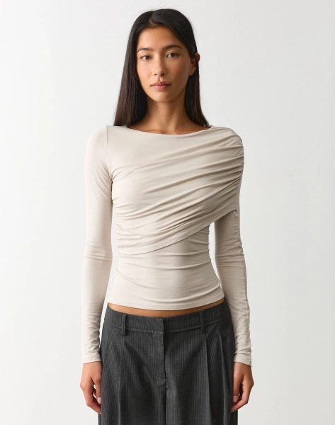 Asymmetrical Ruched Long Sleeve Top