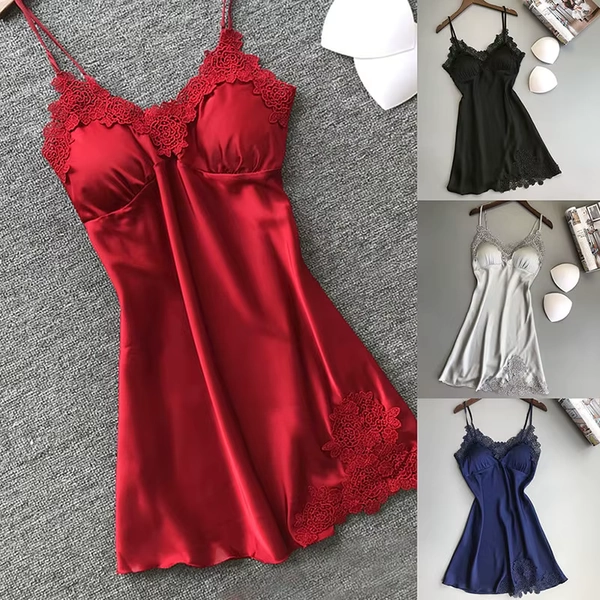 Sexy Pajamas Women's Silk Suspender Nightdress Ladies Spring And Summer Ice Silk Thin Halter Home Service Satin Night Dresses - AliExpress 200574005