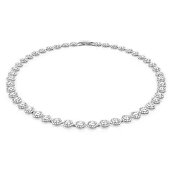 Una Angelic necklace, Round cut, Medium, White, Rhodium plated