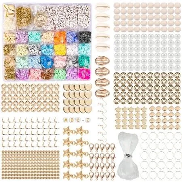 Wekvgz 5800pcs Jewellery Beads Kit 24 Colors Clay Beads Bracelet Making Kit Flat Round Jewelry Making Beads Kit Clay Beads Spacer Beads Letter Beads