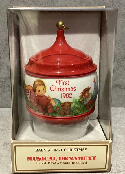 Hallmark 1982 Keepsake Ornament Baby’s First Christmas Wind Up Musical