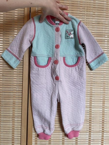 VTG Health-Tex 80s 90s One Piece Romper 1,2,3 Pastel Pink Green 12 Months READ