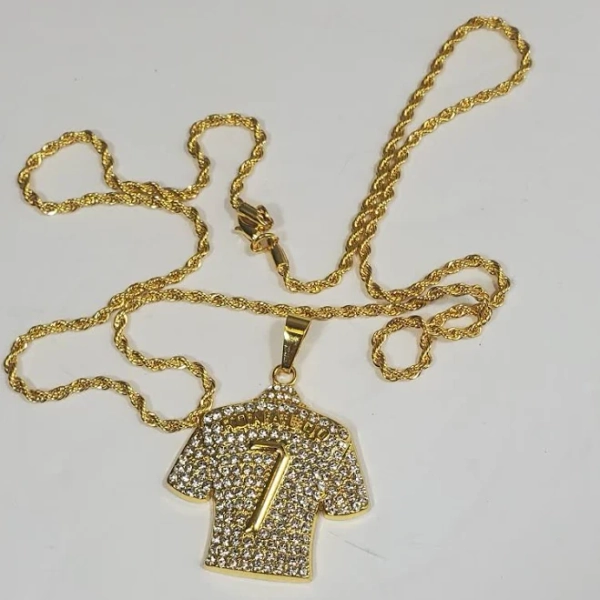 Soccer Ronaldo Gold Colored Necklace