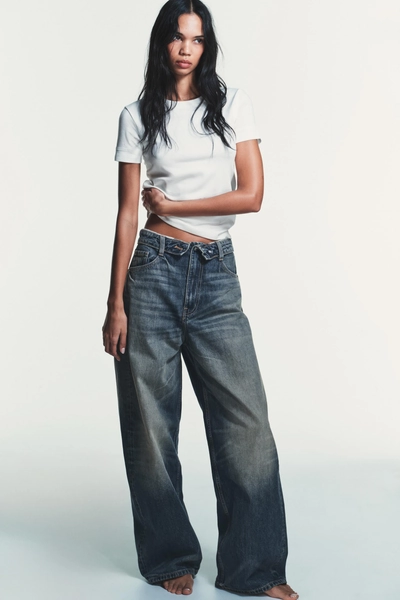 TRF MID-RISE FOLDED WAIST JEANS
