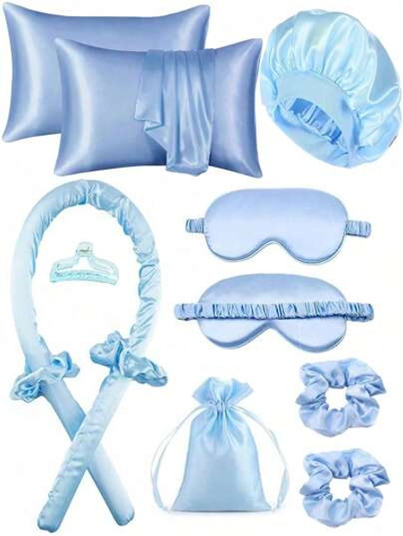 10pcs Sleep Hair Styling Tools Set, Curler 1pc Silk Pillowcase For Hair And Skin Queen Set, Silk Heatless Curling Set, Overnight Curling Iron, 1pc Sleep Soft Eye Mask, 1pc Sleep Silk Nightcap, Sleep Essential Set,Back To School,Travel Holiday Essentials,Hair Accessories For Women,Hair Curlers,Curly Hair Brush,Rollers,Curly Hair Products,Curler,Rollers For Hair,Hair Curl,Curly Hair Tools,Hair Roller,Hair,Hair Rollers,Curly Hair,Heatless Curl,Heatless Curls,Hair Curler,Barber,Hair Tools,Hair Products,Hair Accessories,Hair Curlers,Barber Accessories,Travel,Rollers,Hair Stuff,Hair Accessories,Curly Hair Products,Curler,Rollers For Hair,Hairdressing Equipment,Accessories,Hair Curl,Curly Hair Tools,Hair Roller,Christmas,Barbershop,Hair Curling Iron, Barber Accessories, Hair Accessories, Curling Iron, Hairdressing,Heatless Waves,Travel Essentials,Travel Essential,Hairstyle,Hairdressing