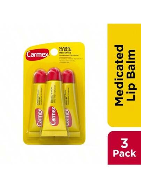 Carmex Lip Balm Original Tube,Helps Protect From Cold 0.35 Ounces Each (Pack Of 3)