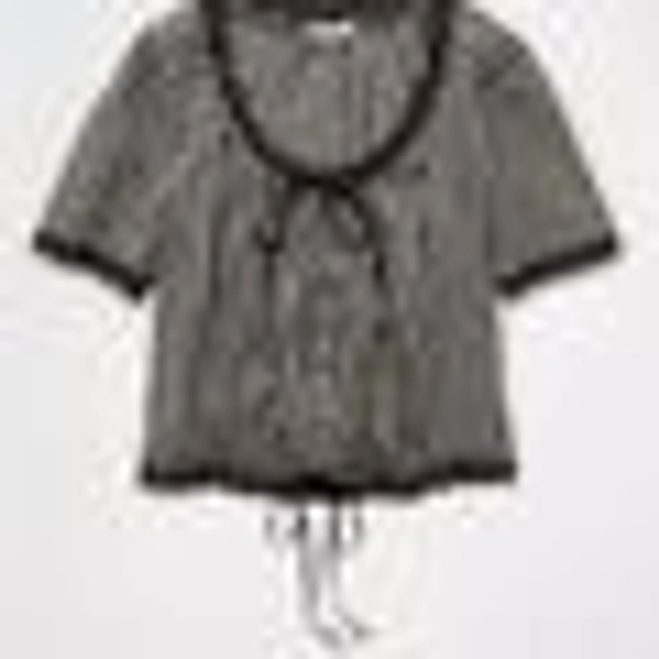 AE Short-Sleeve Gingham Button-Up Blouse