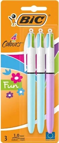 BIC 4 Colours Fun Retractable Ballpoint Pens (Pack of 3)