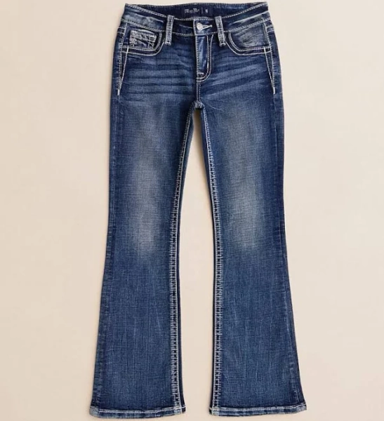 Miss Me Girl's Mid-Rise Boot Stretch Jean in K1483/Blue | Size: 10/Regular | Buckle