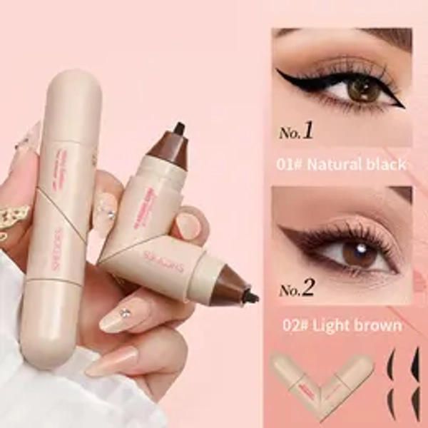 Rotating Winged Eyeliner Transfer Tool Dual-Head Design for Precise Cat Eye & Winged Liner, Waterproof Smudge-Proof Formula, Quick-Drying Makeup for Busy Days and Special Occasions