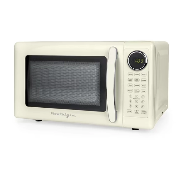 Nostalgia Retro 700W Microwave Oven – 0.7 Cu Ft Capacity – Ivory