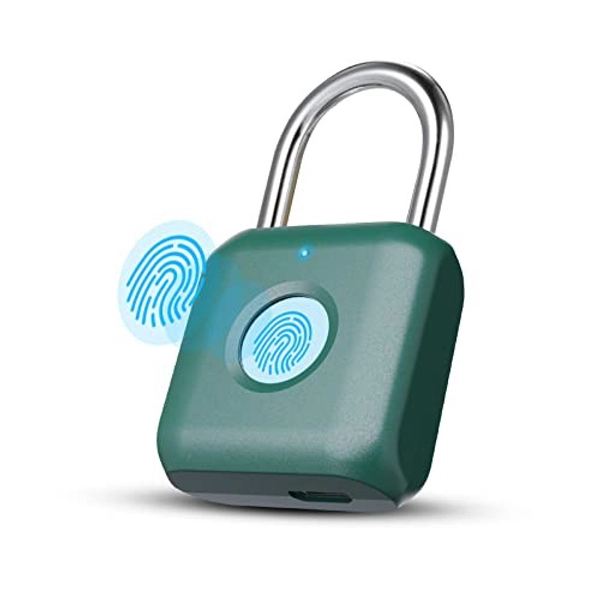 Pothunder Fingerprint Padlock, Smart Padlock, Locker Lock, Biometric Metal Keyless Fingerprint Lock, Waterproof, USB Rechargeable, for Gym Locker, School Locker, Luggage, Backpack, Suitcase(G