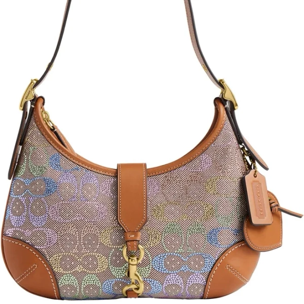 Coach Women's Hamptons Crystal Signature Jacquard Hobo Bag