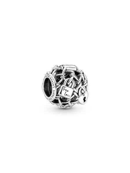 Openwork Chain Link Padlock Charm