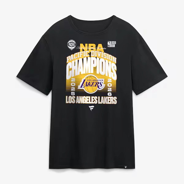 Men's Los Angeles Lakers  Black 2026 Pacific Division Champions Locker Room T-Shirt