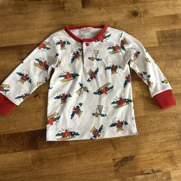 Vintage 80s Baby 12m Health-Tex Train Long Sleeve Shirt