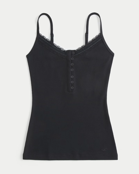 Lace Trim Henley Cami