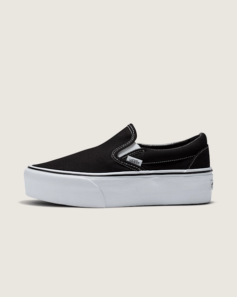 Classic Slip-On Platform Shoe in Black / White| Vans US