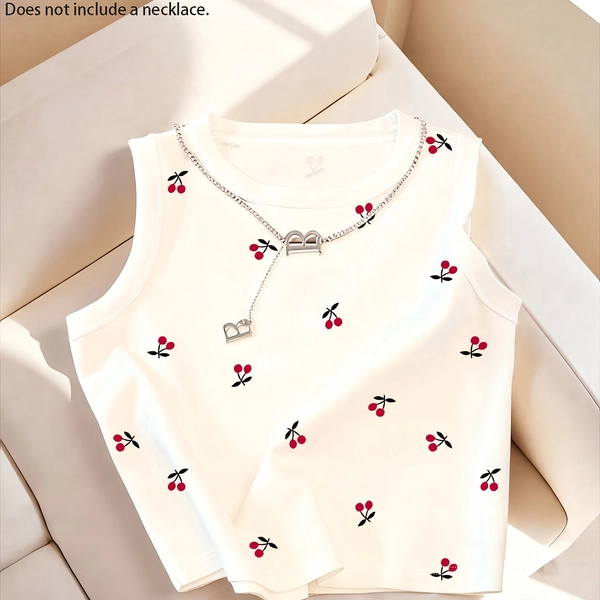 Women's Fashion Cherry Print Tank Top