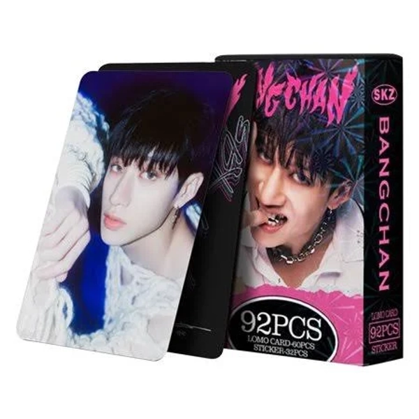 Stray Kids Merch 92pcs K-Pop Bangchan Lomo Cards and Stickers Set, Collectible Photocards, Gifts for Fans, High-Quality Photo Prints, Durable,