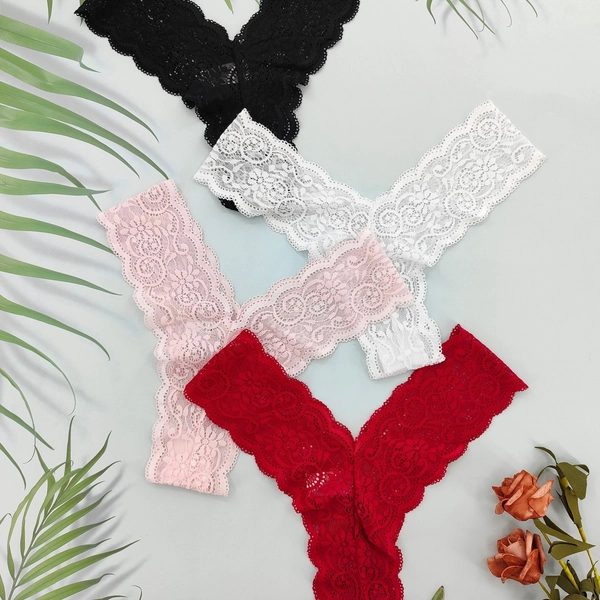 Set of 4 Women'S Low-Rise Lace Panties