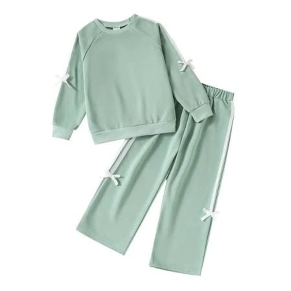 2pcs Long Sleeve Color Block Pullover Sweatpants