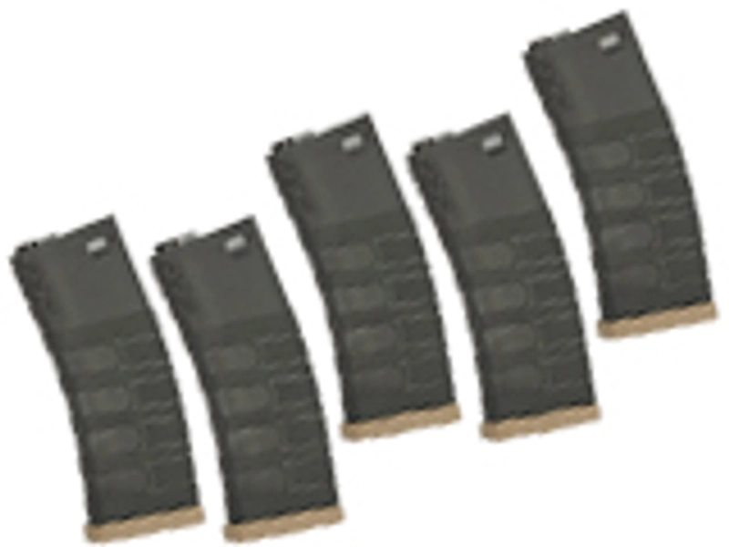 G&G Polymer 120rd Mid-Cap Magazine for M4 / M16 Series Airsoft AEG Rifles (Color: Black w/ Desert Baseplate / Set of 5)