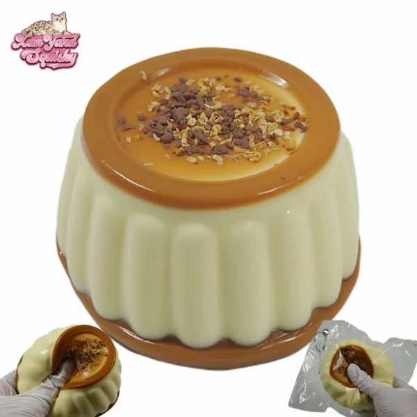 Caramel Pudding Squishy, Handmade taba squishy, Food-Grade Silicone Slow-Rising Rebound Squishy, Sticky Squeeze Toys Gift, Fidget Toys for Stress